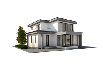  house 3d modern style rendering isolated on white background PNG, AI GENERATED