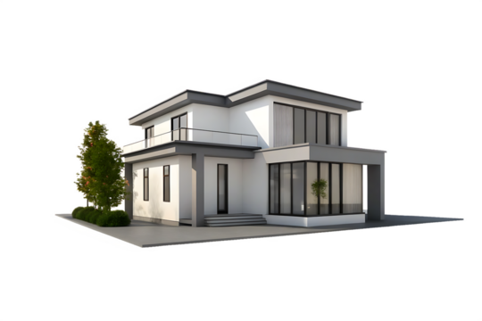  house 3d modern style rendering isolated on white background PNG, AI GENERATED