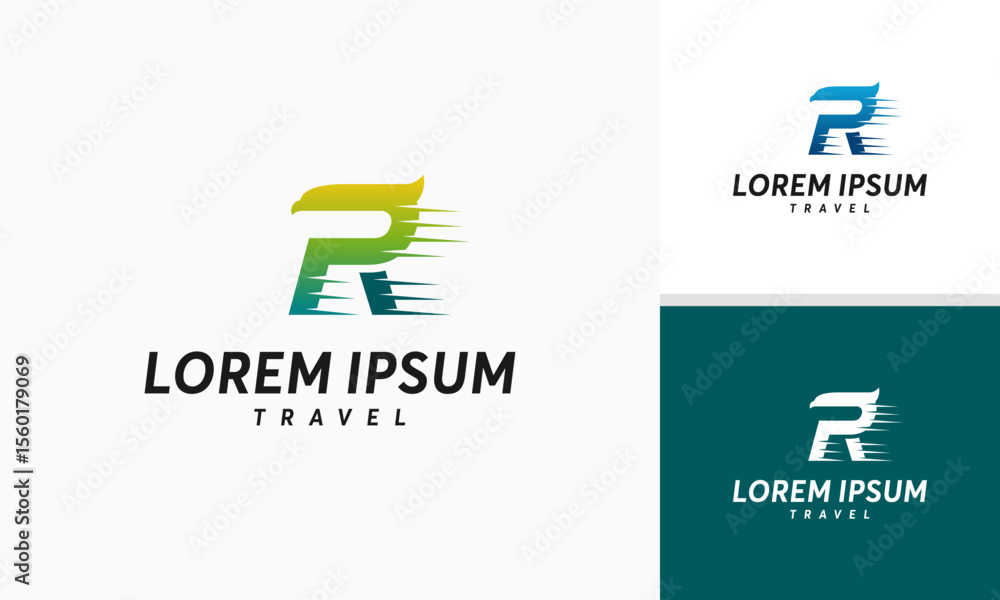 Fototapete modern r initial eagle bird logo designs vector, r initial hawk symbol template