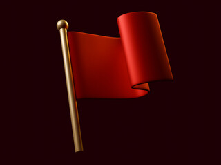 Waving Red Flag on a Gold Pole