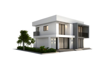  house 3d modern style rendering isolated on white background PNG, AI GENERATED