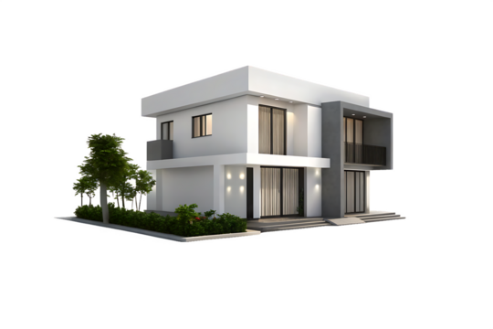  house 3d modern style rendering isolated on white background PNG, AI GENERATED