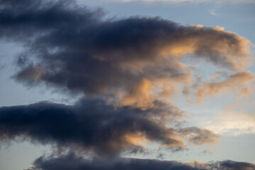 Vibrant sky filled with an array of clouds at sunset