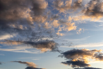 Vibrant sky filled with an array of clouds at sunset