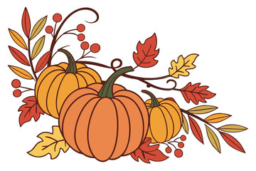 Pumpkin Wreath Clipart for Fall and Thanksgiving