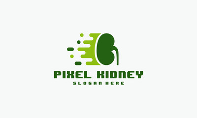 Pixel Kidney Logo designs concept vector, Kidney Care logo symbol