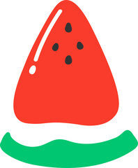 Hand drawn Watermelon Slice retro groovy boho summer elements cartoon doodle 