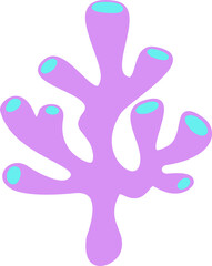 Hand drawn purple coral retro groovy boho summer elements cartoon doodle 