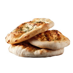 Three flatbreads, stacked, golden-brown, seasoned with herbs
