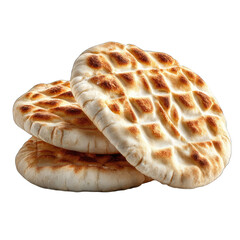 Three round, golden-brown pita breads, stacked
