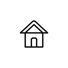 Minimalist vector home icon, simple black outline house symbol, perfect for web, mobile apps, user interface design, real estate, or navigation concepts. Isolated on white background