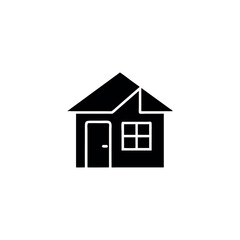 Minimalist vector home icon, simple black outline house symbol, perfect for web, mobile apps, user interface design, real estate, or navigation concepts. Isolated on white background