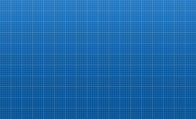  Geometric grid with dot markers, on a blue background leaving empty space. Illustration on graph paper: template for educational, architectural and math drawings.
