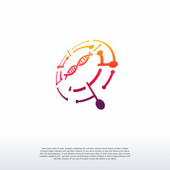 Science tech logo template, Helix DNA logo symbol