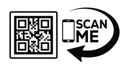 Scan QR code icon. Digital scanning qr code. QR code scan for smartphone. Scan Here text on top of the qr code