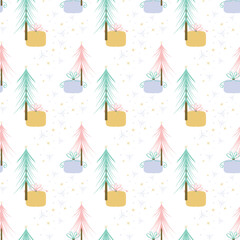 Seamless Pattern of Christmas Ornament in Pastel Colors