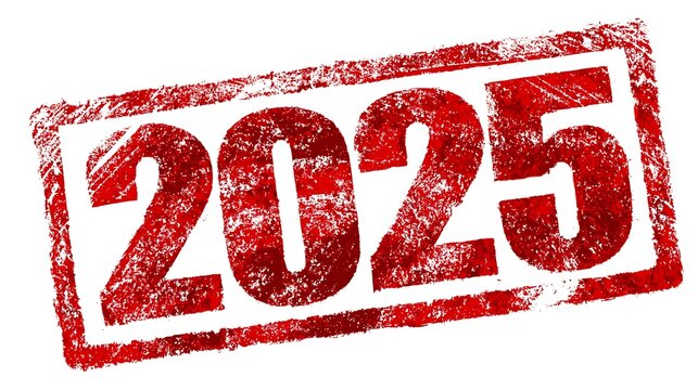 2025 stamp red rubber stamp on white background. .