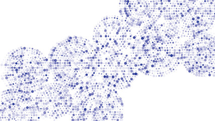 Vector abstract blue background frame of geometric shapes. Circular ornament. Pattern of dots, particles, molecules, fragments. Poster for technology, medicine, presentations, business.