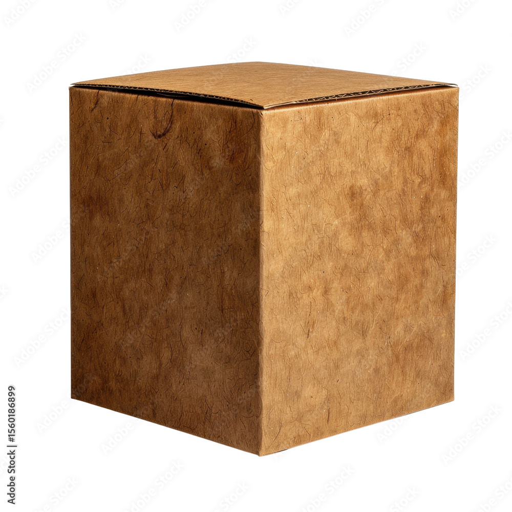 Poster simple brown cardboard box with square shape, perfect for storage or shipping. its natural texture a