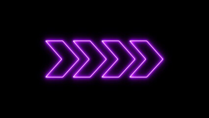 Neon arrow symbol icon. Arrow direction sign on black background. Neon direction arrow right neon light glowing sign icon illustration.