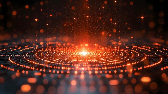 Futuristic laser grid scanning a high tech surface