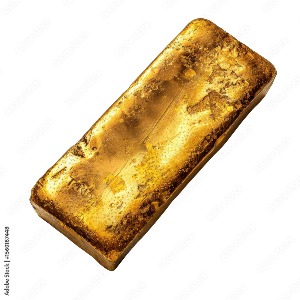 Poster shiny gold bar with smooth surface and rectangular shape, symbolizing wealth and luxury. its gleamin