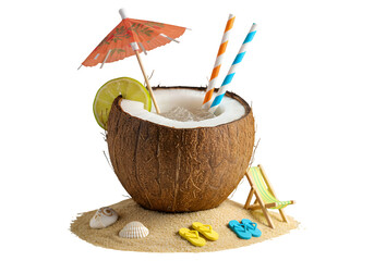Refreshing Coconut Cocktail with Tropical Accents