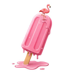 Melting Pink Popsicle with Flamingo, Summer Delight