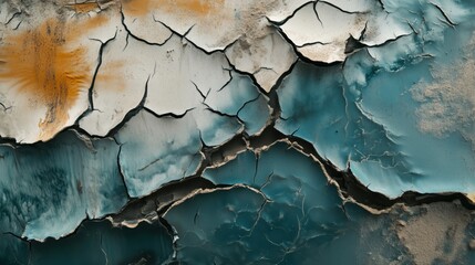 Extreme macro shot of weathered plastic surface showing cracks and erosion patterns from ocean exposure, paint peeling to reveal original color