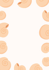 Decorative Frame Made of Seashells in Soft Tropical Style on a White background