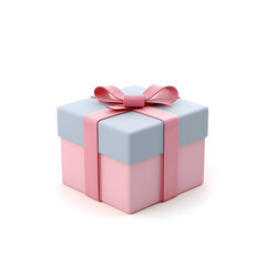 Obraz premium Pink and blue pastel gift box with ribbon. Soft pastel colored 3D gift box with ribbon, perfect for baby shower, birthday or holiday celebration.