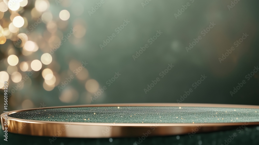 Poster elegant tabletop adorned with sparkling details and soft bokeh lighting in a festive setting