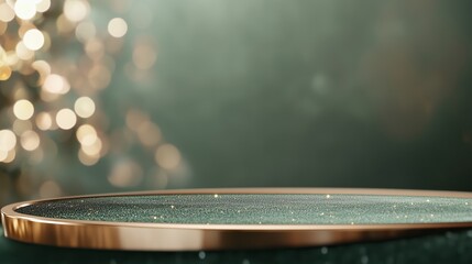 Elegant tabletop adorned with sparkling details and soft bokeh lighting in a festive setting