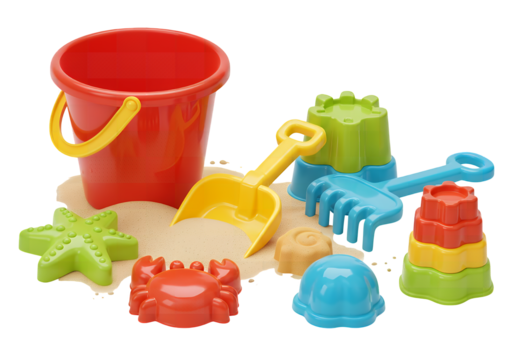Colorful Plastic Sand Toys Set for Summer Fun - Powered by Adobe