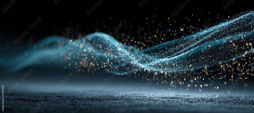 Aufkleber elegant luxury teal abstract background with sparkling particles and shimmering bokeh effects