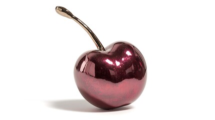 Cherry maroon metal icon on white background. .
