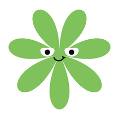 Geometric flower character with lively expression and retro style. Bold lines and happy cartoon elements