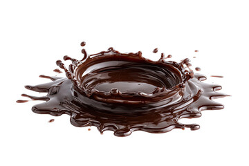 Dark chocolate liquid splash on black background