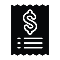 Simple Receipt glyph icon. The icon can be used for websites, print templates, presentation templates, illustrations, etc	
