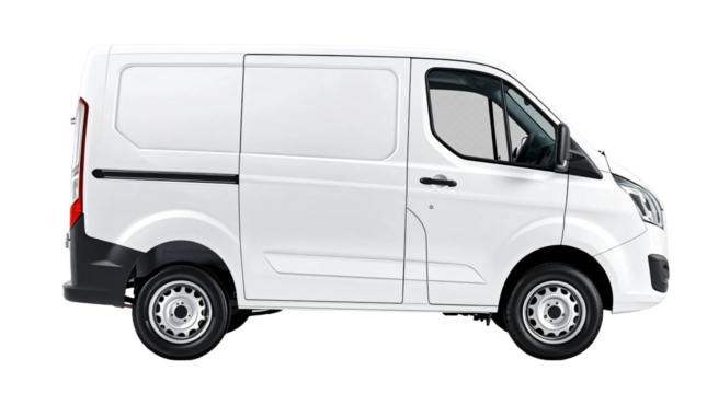 White cargo van isolated on transparent background