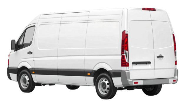 White cargo van isolated on transparent background