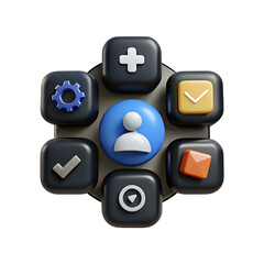 3D User Interface & Communication Icon Set - Modern App Design