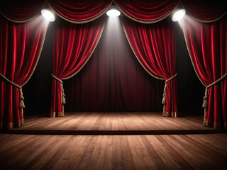 Majestic Red Velvet Theater Curtains and Stage A Dramatic Backdrop