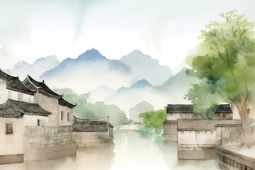 Fototapeta premium Hongcun Village of China scenery landscape outdoors water.