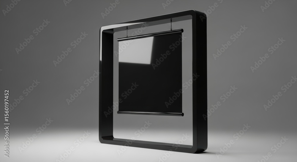 Poster sleek minimalist design of a modern black frame displaying a blank screen for creativity