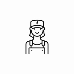 smiling female worker icon sign vector