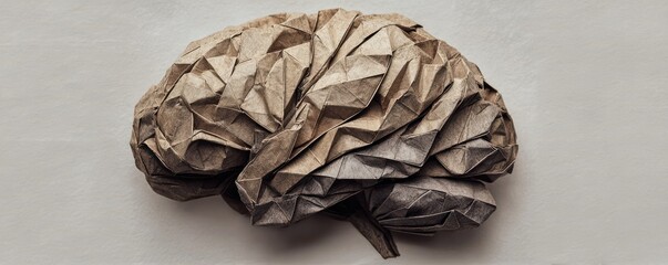 Intricate Paper Sculpture of a Brain Showcasing Artistry and Creativity in Origami Techniques