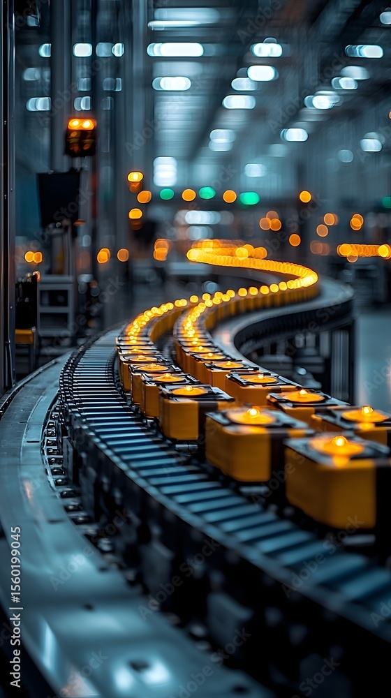 Poster automated distribution center processing farm products with robotics and logistics systems