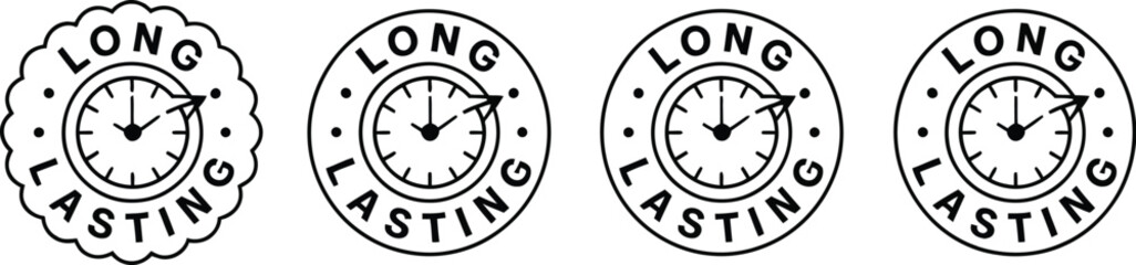 Long lasting product guarantee vector illustration icons set for business marketing and advertising