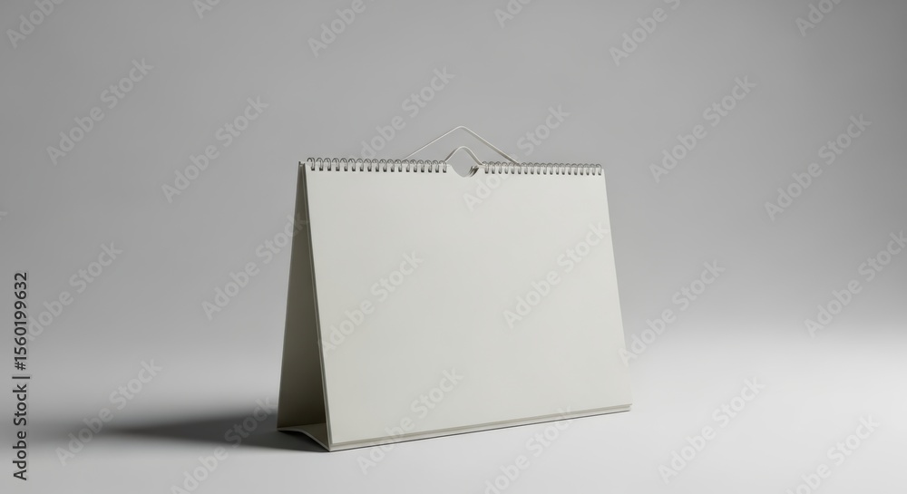 Poster mockup of minimalist desk calendar displaying an empty surface with natural lighting in a studio set